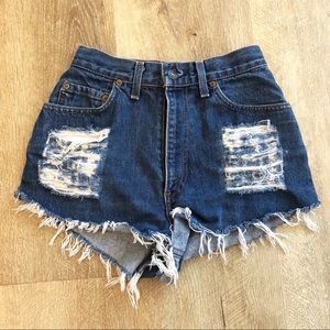 Levi’s Distressed High Waisted Booty Shorts